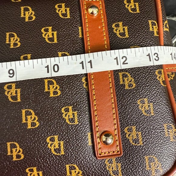 Dooney & Bourke Guetta Large Tote Bag Brown Tan Trim Leather DB Logo Monogram - Picture 12 of 15